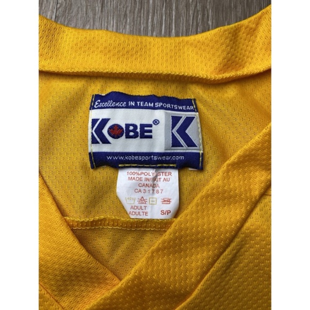 Vintage 90's Kobe Houston Aeros #19 Yellow Hockey Jersey IHL Rare Men Size SMALL - Picture 3 of 8